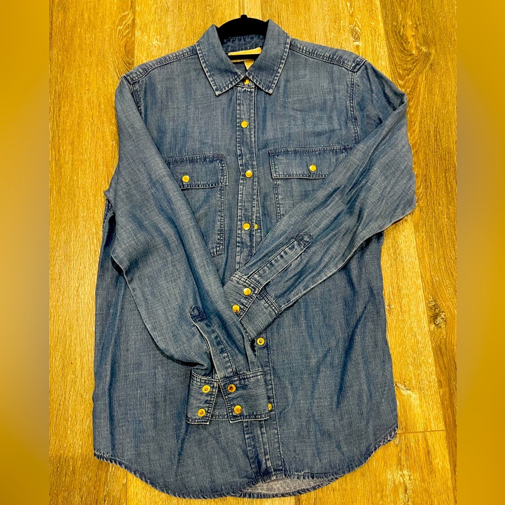 Michael Kors Denim Shirt with gold button detail barely worn size small